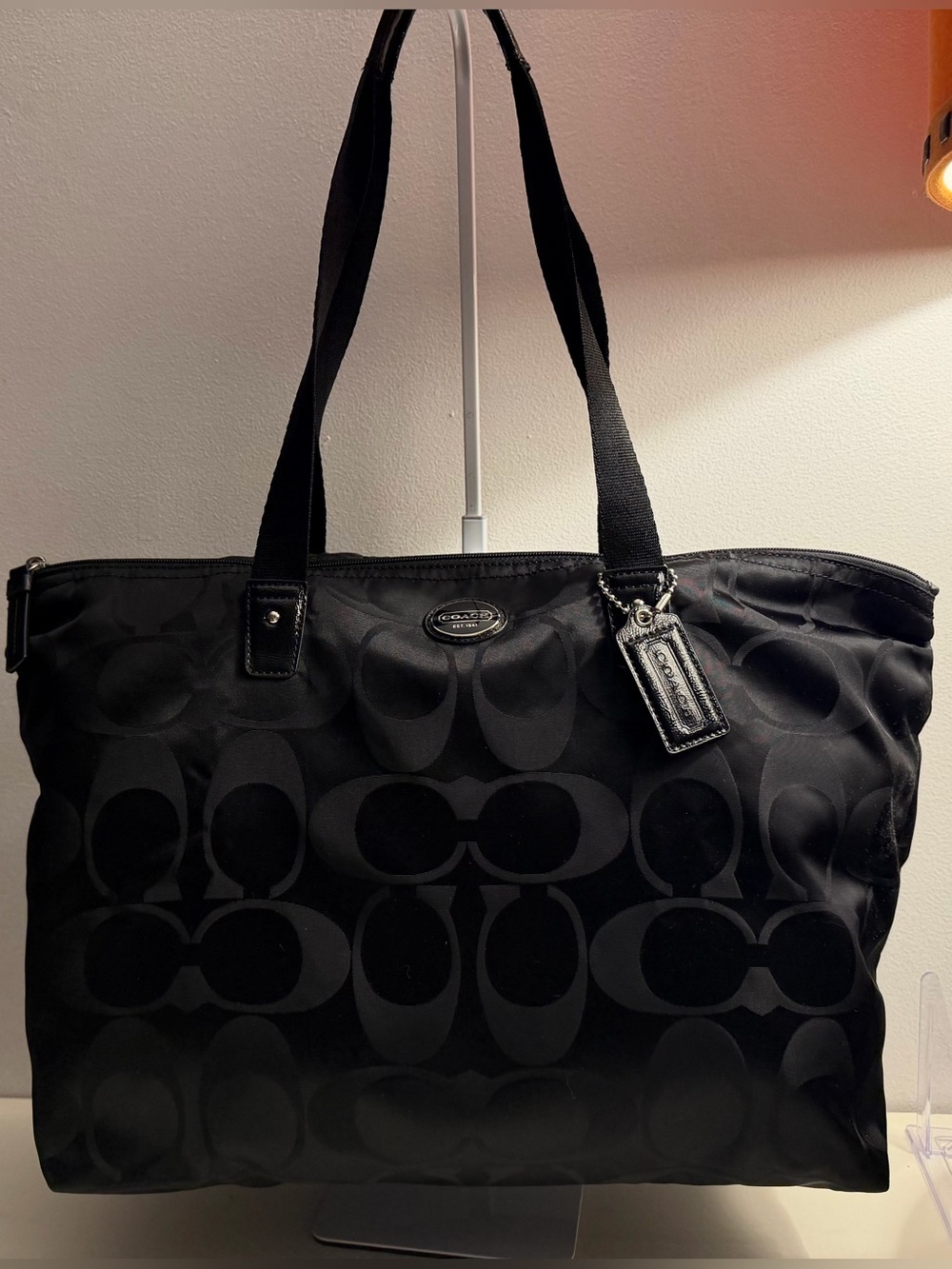 Coach black nylon packable tote.